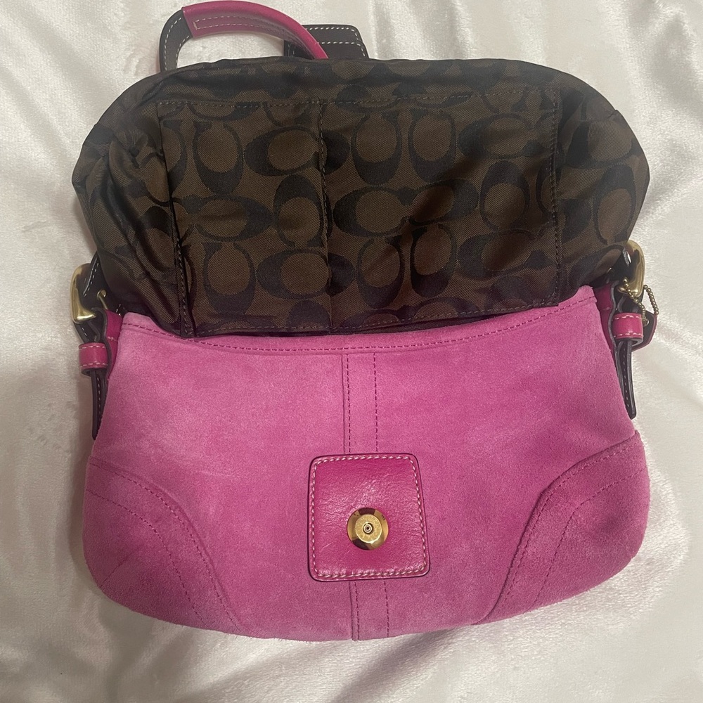 Vintage Y2K Coach Signature Sufflette Handbag SoHo Pink Suede K04S-5675 - Picture 5 of 10